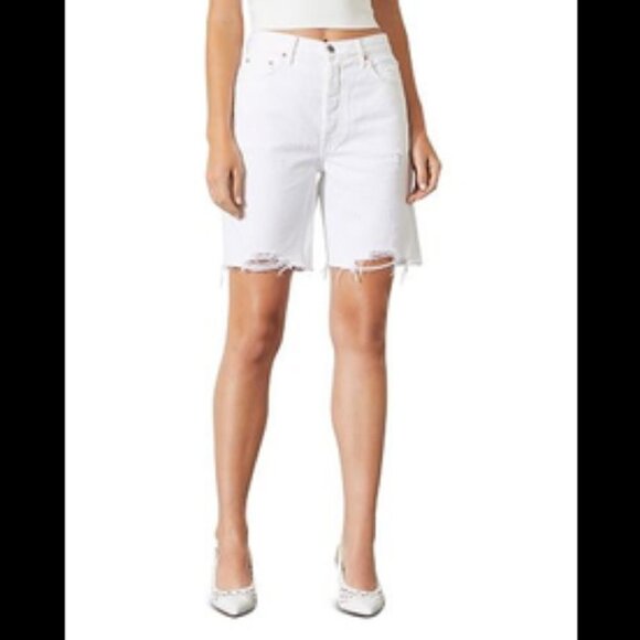 GRLFRND Marjan Distressed Bermuda Shorts White Size 28 - Picture 6 of 6